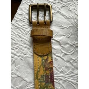 Ed hardy belt, floral,‎ 41” cotton/leather, unique y2k